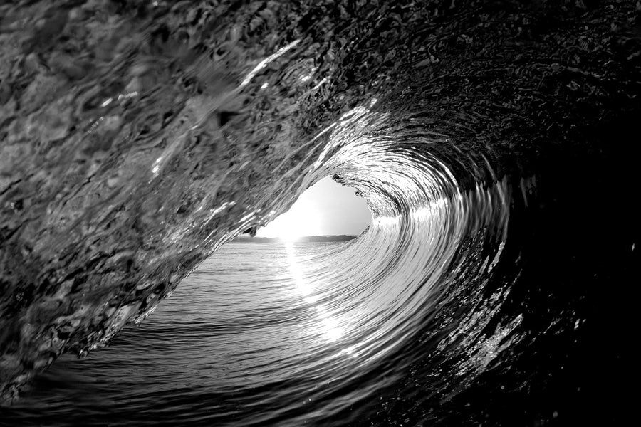 Ocean wave, abstract black and white wave forming barrel, ocean photography – Sean Scott Photography