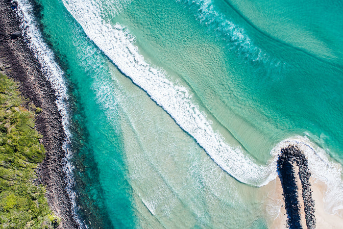Tallebudgera Creek Gold Coast Australia, turquoise water and sandbanks from above, aerial photography – Sean Scott Photography