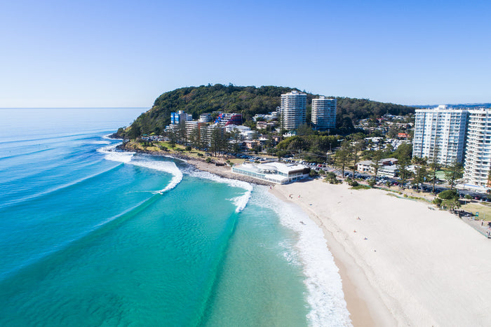 Burleigh Heads Gold Coast Australia, coastline and turquoise ocean from above, aerial photography – Sean Scott Photography
