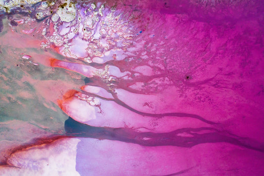 Australia coastline, pink and blue abstract textures resembling ocean and sand patterns, aerial photography – Sean Scott Photography