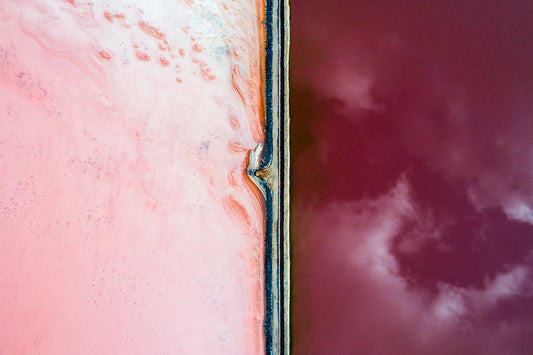 Australia coastline, soft pink and white abstract textures resembling ocean and sand, aerial photography – Sean Scott Photography