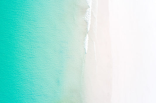 Fraser Island Queensland Australia, soft turquoise ocean blending into white sand, aerial photography – Sean Scott Photography