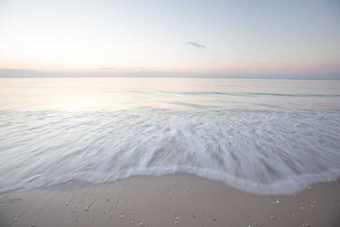 Fraser Island Queensland Australia, soft sand dunes meeting ocean under pastel sky, landscape photography – Sean Scott Photography
