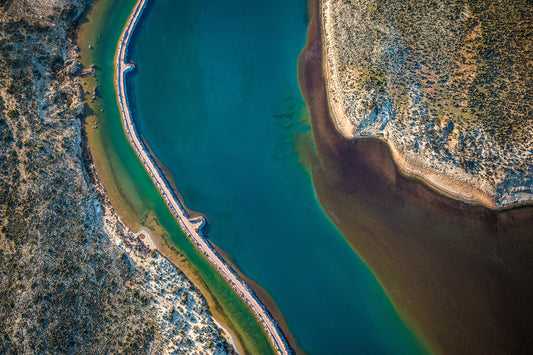 Australia coastline, winding river meeting ocean in abstract formation, aerial photography – Sean Scott Photography