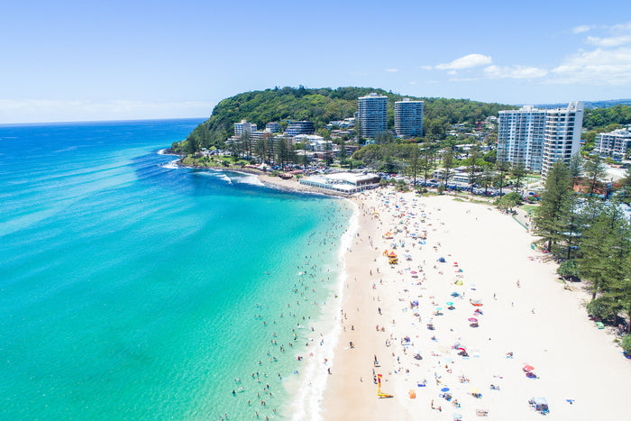 Burleigh Heads Gold Coast Australia, headland and coastline with turquoise ocean, aerial photography – Sean Scott Photography