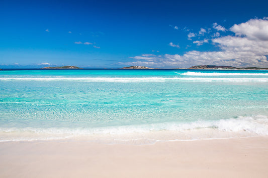 Western Australia coastline, white sand beach and turquoise ocean water, aerial photography – Sean Scott Photography