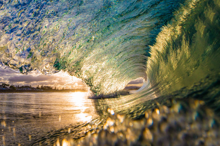 Gold Coast Australia, golden ocean wave breaking in sunlight, aerial photography – Sean Scott Photography