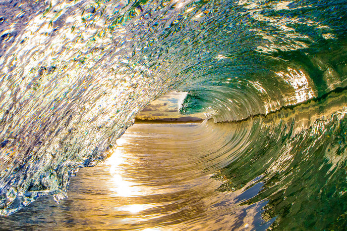 Gold Coast Australia, golden ocean wave breaking along the shoreline, aerial photography – Sean Scott Photography