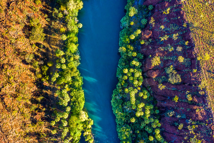 Lawn Hill National Park Queensland, emerald river winding through sandstone gorge, aerial photography – Sean Scott Photography