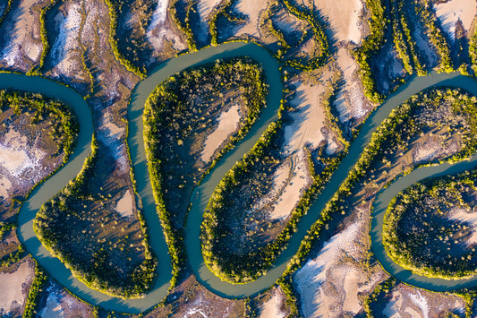 Australian Outback, winding desert river system through remote landscape, aerial photography – Sean Scott Photography