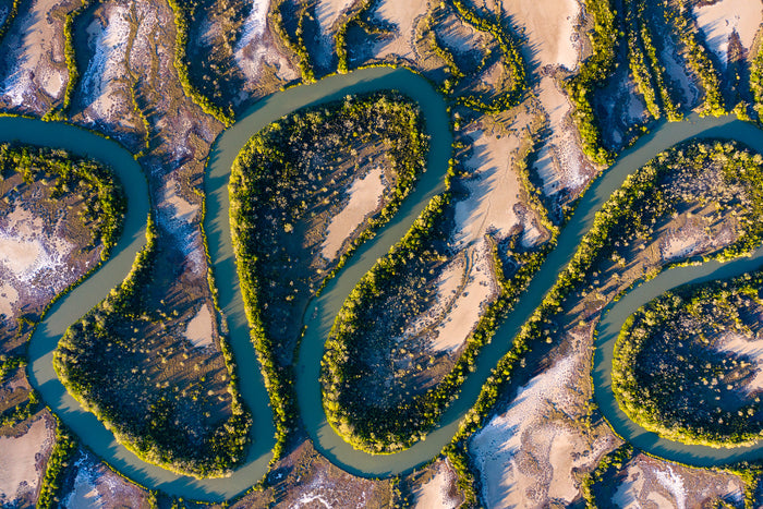 Australian Outback, winding desert river system through remote landscape, aerial photography – Sean Scott Photography