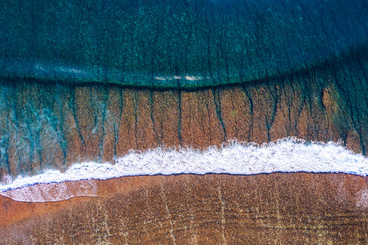 Ningaloo Reef Western Australia, reef meeting white sand coastline, aerial photography – Sean Scott Photography