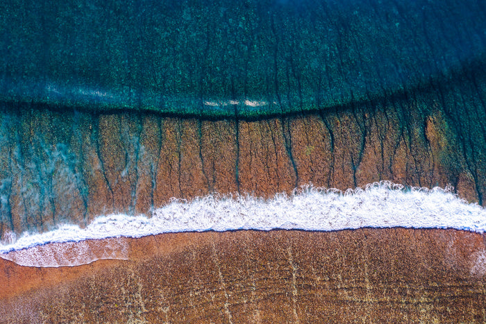 Ningaloo Reef Western Australia, reef meeting white sand coastline, aerial photography – Sean Scott Photography