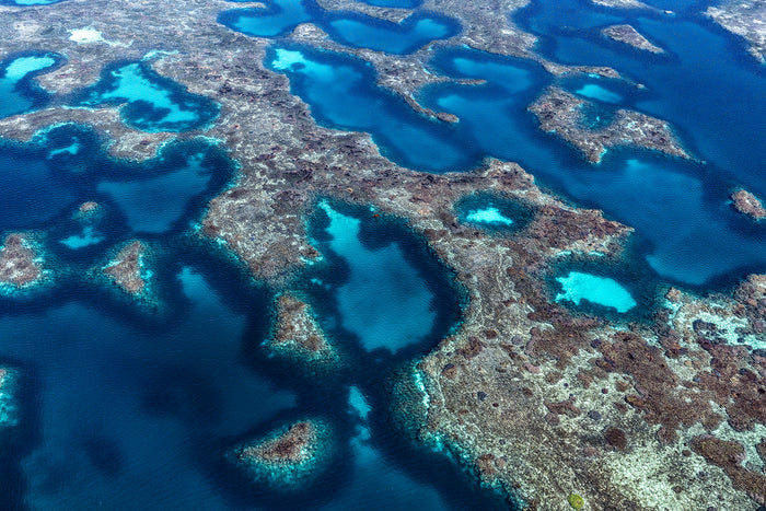 Abrolhos Islands Western Australia, coral reefs and turquoise lagoons from above, aerial photography – Sean Scott Photography