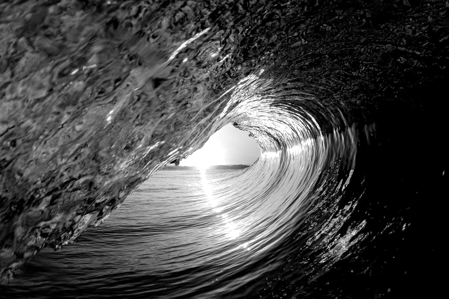 Ocean wave, abstract black and white wave forming barrel, ocean photography – Sean Scott Photography