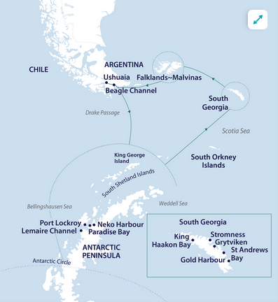 Antarctica Complete route map